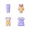 Sleepwear RGB color icons set