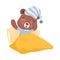 Sleepy Bear Character Yawning Getting Ready to Sleep Vector Illustration