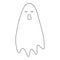 Sleepy ghost in doodle style. Sketch. Yawning spirit. The ghost squints and yawns sweetly