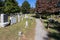 Sleepy Hollow Cemetery with Old Tombstones along a Path