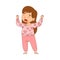 Sleepy Little Girl Wearing Pajamas Stretching and Yawning Vector Illustration