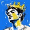 The Sleepy Queen: A Pop Art Graphic Illustration In Yellow And Blue