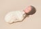 Sleepy swaddled newborn baby in knitted hat