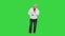 Sleepy and tired grandfather holding toddler on a Green Screen, Chroma Key.