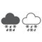 Sleet weather icon. solid and outline.