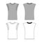 Sleeveless t-shirt outlined template front & back view