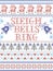 Sleigh Bells Ring carol lyrics Christmas pattern with Scandinavian Nordic festive winter pattern in cross stitch with heart, snow