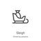 sleigh icon vector from christmas presents collection. Thin line sleigh outline icon vector illustration. Linear symbol for use on