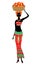 A slender African-American lady. A girl is carrying a basket on her head with apples. The woman is beautiful and young. Vector