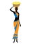 A slender African-American lady. The girl has a basket on her head with bananas. The woman is beautiful and young. Vector