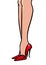 Slender beautiful young female legs red high heel shoes