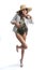Slender Woman in Fashionable Bathing Suit