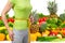 Slender woman, fruits and vegetables