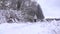 Slender young woman in grey jacket walking in a beautiful snowy winter forest 4K shot