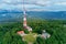 Sleza mountain landscape. Aerial view of mountains with forest.