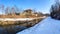 Slezskoostravsky hrad castle with Lucina stream, the Czech republic