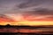 Slhouette Morecambe skyline at sunset