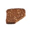 Slice of a black bread isolated