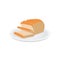 Slice Bread on dish flat vector design.White sandwich bread