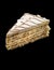 Slice of cake with white chocolate decorated with almo