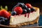 a slice of cheesecake with berries on top