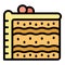 Slice cheesecake icon vector flat