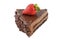 Slice of chocolate cake with strawberry