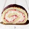 A Slice of Cottage Cheese and Raspberry Jam Swiss Roll