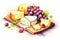 Slice dairy gourmet grapes brie healthy wooden food delicious fresh camembert tasty background cheese