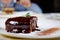 Slice of delicious chocolate cake