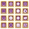 Slice food ingredient icons set purple