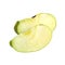 Slice green apple on a white background.