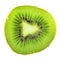 Slice of green kiwifruit isolated on white background