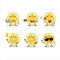 Slice of jackfruit cartoon character with various types of business emoticons