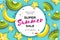 Slice of kiwi and carambola. Banana Super Summer Sale Banner in paper cut style. Origami juicy ripe green yellow slices