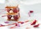 Slice of mille-feuille cake with raspberries