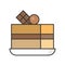 Slice of mocha cake, sweets and pastry set, filled outline icon