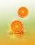 Slice orange drop on juice splash and ripple, Realistic Fruit and yogurt, transparent, vector illustration