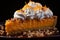 a slice of orange pie with whipped cream and pecans