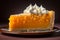 a slice of orange pie with whipped cream on top