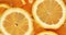 Slice oranges rotate. Fresh citrus orange fruit close up. Super slow motion