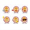 Slice of passion fruit cartoon character with various types of business emoticons