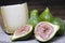 Slice of pecorino cheese with green figs