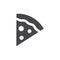 Slice of pizza black vector icon. Simple glyph pizza symbol.