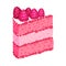 Slice of puff pink slice of cake. Vector illustration on a white background.