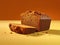 Slice of pumpkin bread on a yellow background
