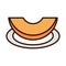 Slice pumpkin in the saucer line fill icon