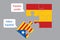 Slice of the puzzle of the flag of Catalonia falls out of the fl