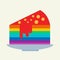 Slice of rainbow cake vector illustration