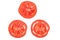 Slice red ripe tomato isolated top view, fruit and vegetable concept